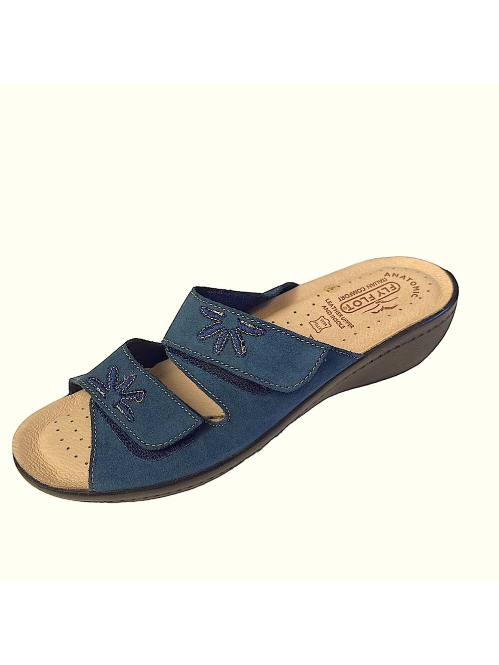 Fly Flot Mackie Italian Made Casual Slides Sandals Shoes Blue Size 10 NWT